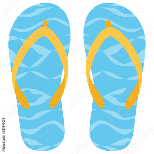 Summer beach flip flops sandals blue slipper icon vector illustration men or womens footwear beach shoe