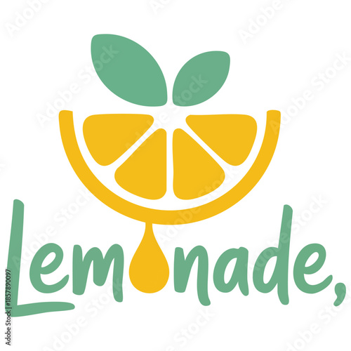 Freehand vector illustration lemonade logo with abstract lemon fruit and lettering isolated white