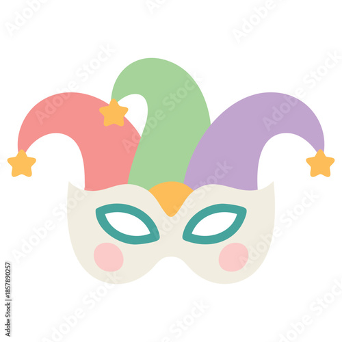 Mardi gras carnival mask icon on white background isolated vector illustration on white background