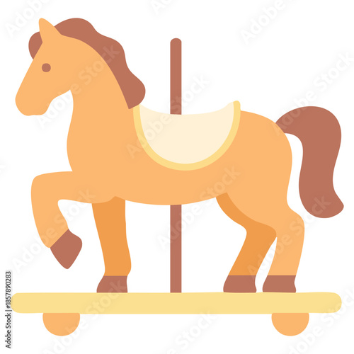 Kids toy icon of a carousel horse isolated vector illustration on white background