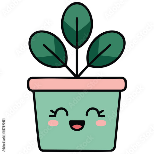 Floral nature garden ornament botany decoration beauty flora theme kawaii potted flower vector