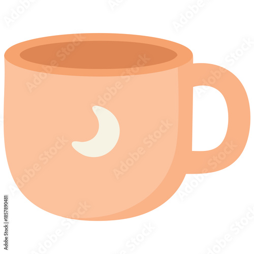 Mug of tea with moon symbol isolated vector illustration on white background