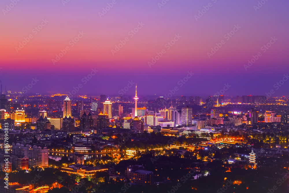 Obraz premium View of Nantong city at night near Shanghai in China.