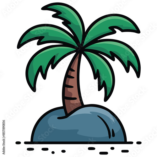 tropical palm icon over white background vector illustration in line and fill style isolated vector illustration on white background
