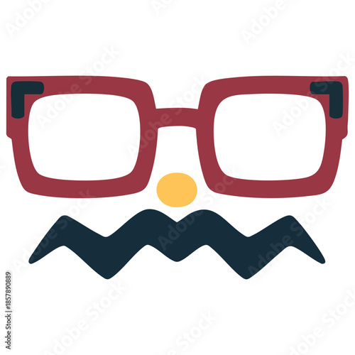 Vector illustration of disguise mask with mustache and glasses colorful design white background