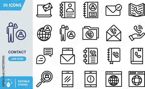 Simple line art icon illustrating a user profile contact concept signifying connectivity and important personal information management within digital platforms or applications