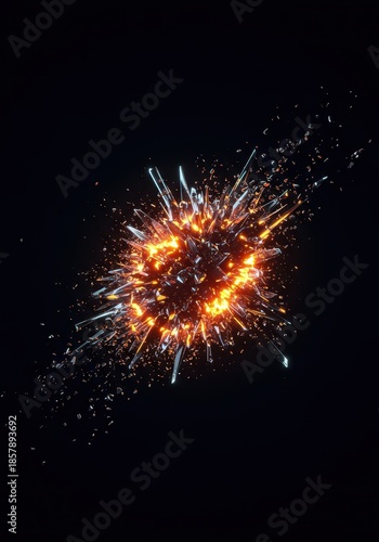 Wallpaper Mural Intense explosion of sharp, glowing fragments flying outward against a deep, dark void, symbolizing chaos and impact, chaos, violence, anxiety Torontodigital.ca
