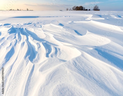 Wallpaper Mural Serene winter landscape with snowdrifts and distant trees under a blue sky Torontodigital.ca