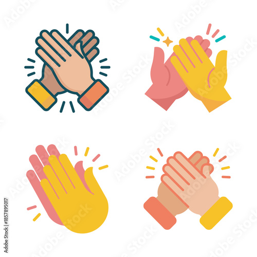 Four different styles of clapping hands icons representing applause and celebration