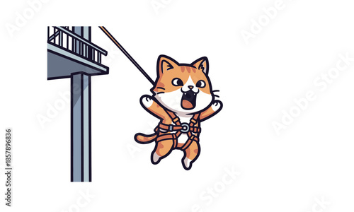 Cartoon Shiba Inu Dog Bungee Jumping.