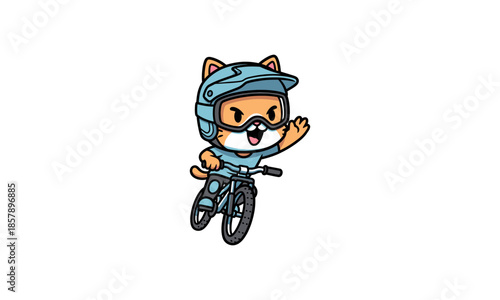Cartoon Shiba Inu Riding Bicycle.
