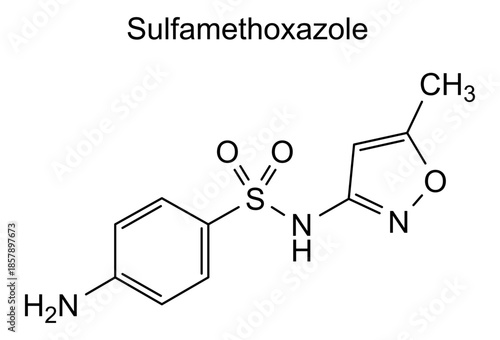 Sulfamethoxazole, chemical structure of sulfamethoxazole, drug substance