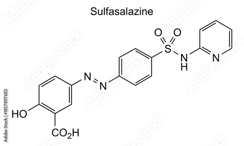 Sulfasalazine, chemical structure of sulfasalazine, drug substance