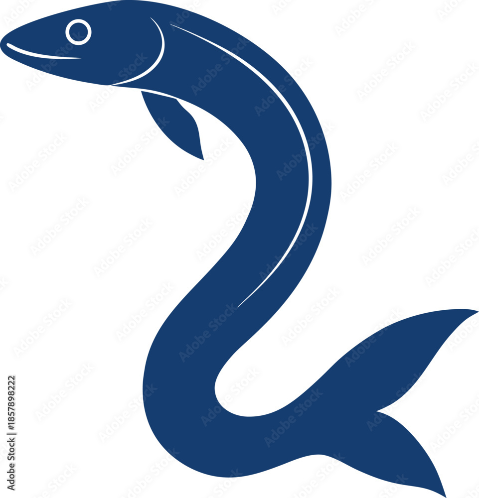 Fototapeta premium Eel Fish Marine Life Seafood Aquatic Long Body Icon Vector Illustration