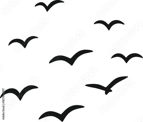 set of halloween icons flock of duck birds flying on clear background eps file 