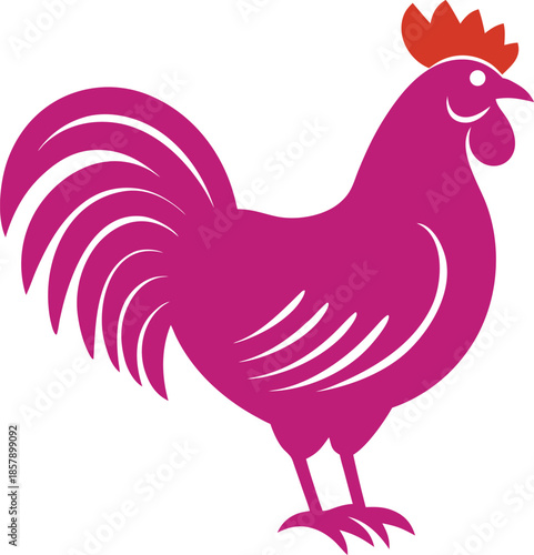 Full Rooster Standing Poultry Farm Chicken Organic Food Logo Vector Illustration