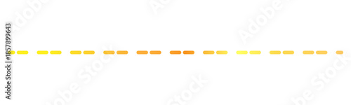 Horizontal long golden dashed line on transparent background