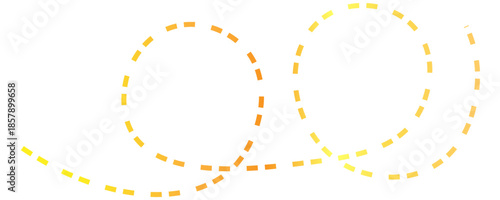 Wavy dashed curvy line, loopy squiggle path, wave border, dashed line divider. Wavy line vector illustration on transparent background