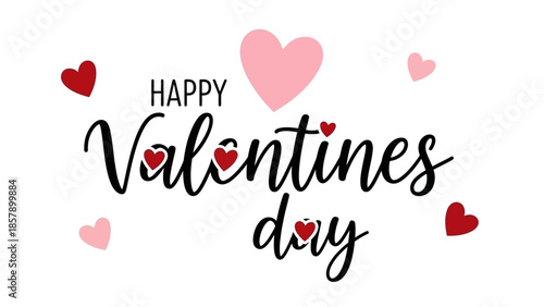 Happy Valentine's Day message with hearts and decorative elements - perfect for greeting cards and social media posts