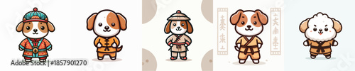 cute dog vector in shaolin costume