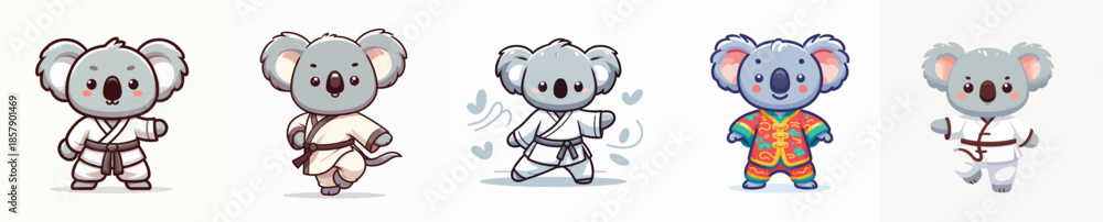 Naklejka premium cute koala vector in shaolin costume