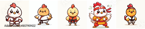 cute chicken vector in shaolin costume