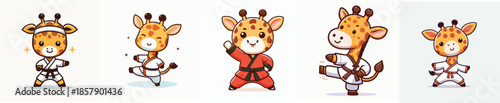 cute giraffe vector in shaolin costume