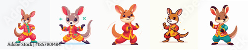 cute kangaroo vector in shaolin costume