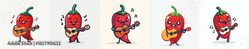 cute chili vector playing guitar