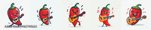 cute chili vector playing guitar