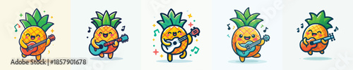 cute pineapple vector playing guitar