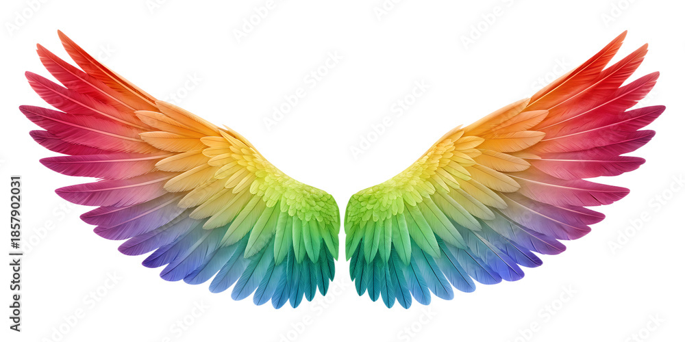 Fototapeta premium Vector illustration of a tribal angel heart with flying wings and bird feathers, a symbolic love sign for a Valentine's tattoo or decoration