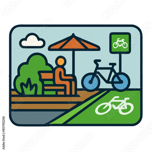 Icon Pop-Up Urbanism: A temporary parklet or bike lane appearing in a former parking space.