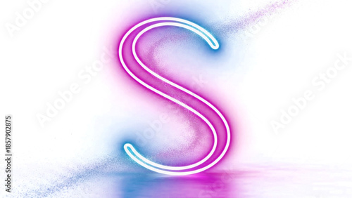 A lighting effect of a pink s shaped spiral design featuring pink plastic rings