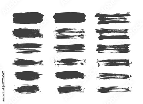 Collection of black brush strokes Vector