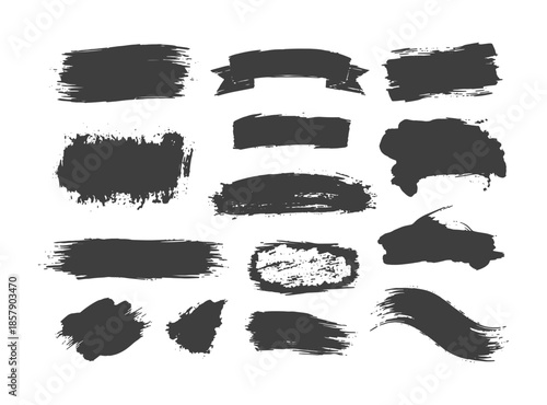 Collection of black brush strokes Vector