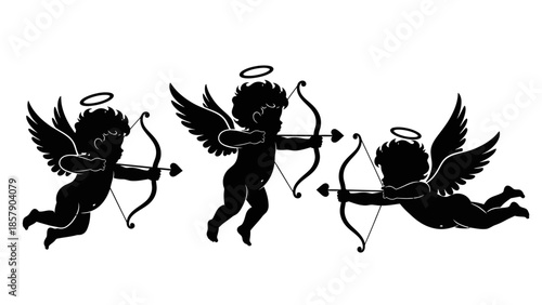 Silhouette of a girl and woman with wings fantasy illustration