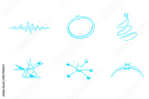 Harmonic Light Icons. Solid style icons of Harmonic Light: soundwave beam, luminous ring, glowing thread, echo prism, shining node