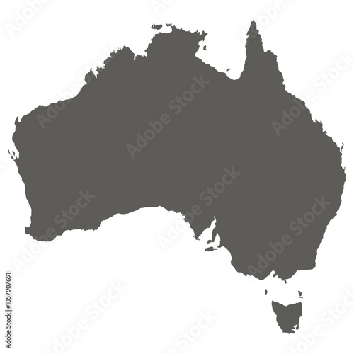Map of Australian, sign silhouette. World Map Globe. Vector Illustration isolated on white background. African continent.