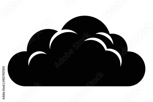Simple solid black silhouette icon representing a large dense cumulus cloud shape perfect for digital interface design or weather application graphics