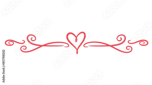 Elegant Red Heart Flourish Divider for Romantic Designs and Celebrations