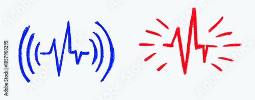 Sound Wave Icon Crayon Chalk Drawing Doodle Vector