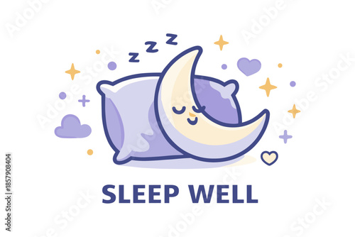 Sleep well illustration, restful sleep and nighttime recovery