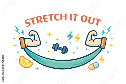 Stretching exercise illustration, muscle stretch and flexibility