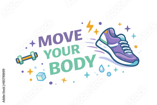 Physical activity illustration, moving body for health and energy