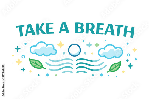Breathing exercise illustration, calm breathing and relaxation