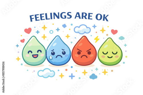 Emotional health illustration, accepting and understanding feelings