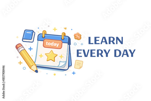 Learning motivation illustration, daily study habit and education routine