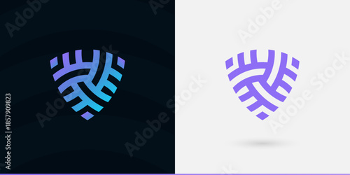 shield logo security icon simple abstract blue purple business symbol of protection safe secure guard vector design element	