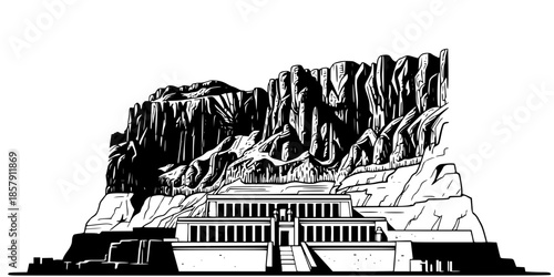 Mortuary Temple of Hatshepsut Deir el-Bahari Silhouette